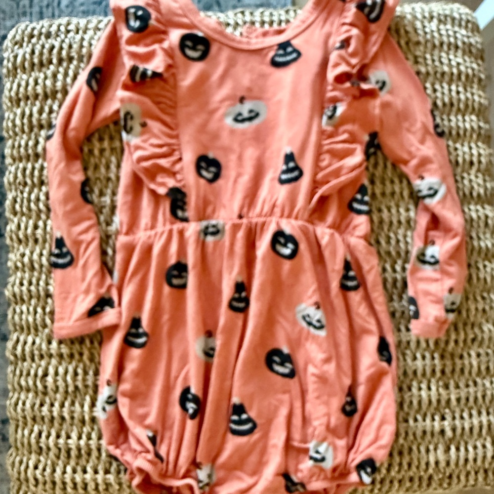 Kyte Baby Carve Halloween L/S Bubble Romper 2T